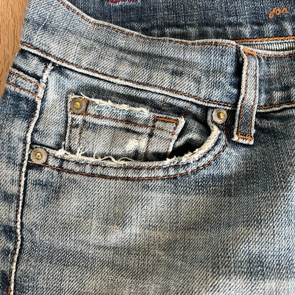 7 For All Mankind Jeans Designer Distressed Busted Knee EUC - Picture 7 of 10